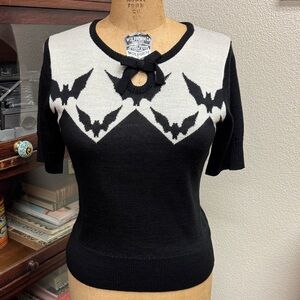 Hell Bunny Black and White Bat Sweater